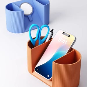Stiftehalter | Gerippter Handyständer | Individuelles Büro Geschenk | MagSafe Kompatibel Organizer