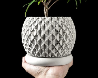 3d printed wavy geometric planter with drip tray