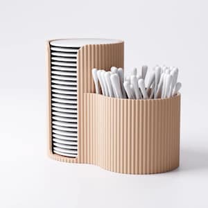 Fluted Cotton Pad & Bud Holder | Bathroom  Vanity Organiser