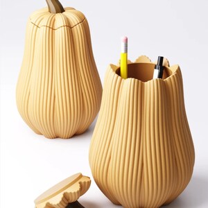 Pumpkin Storage Pot | Autumn Desk Decor | Modern Pen Holder | Halloween Treat Jar | Minimalist Fall Decoration | Spooky Season Desk Tidy