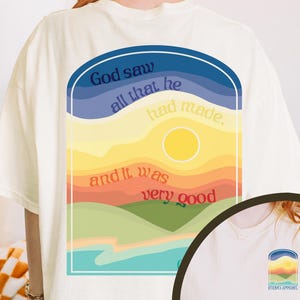 Genesis 1:31 Christian T-Shirt | Retro Bible Verse Tee | God&#39;s Creation Shirt | Comfort Colors 1717 Faith-Based Unisex Shirt