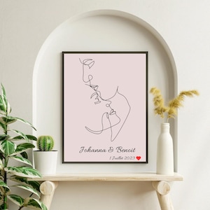 personalisiertes minimalistisches abstraktes Paar-Poster - personalisiert mit Vornamen