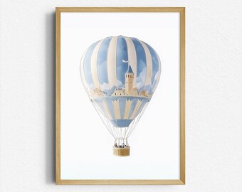 Hot Air Balloon Nursery Print: Whimsical Kids Room Wall Art (Digital Download)