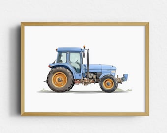 Blue Tractor Nursery Print: Farm Vehicle Wall Art (Digital Download)