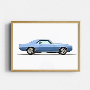Lámina infantil de Muscle Car de los años 70 – Arte mural retro para habitación de niño – Póster de coche clásico americano – Decoración de vehículos vintage – Descarga digital