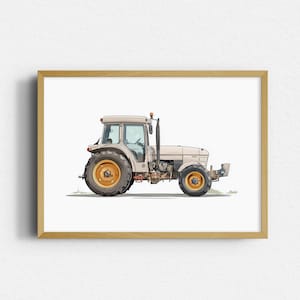 Beige Tractor Nursery Print – Neutral Farm Vehicle Wall Art – Boys Room Decor – Toddler Farm Theme – Digital Download