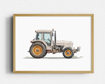 Beige Tractor Nursery Print: Vintage Farmhouse Style (Digital Download)