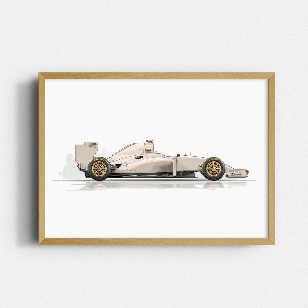 Beige Race Car Nursery Print: Formula Car Wall Art (digital Download ...