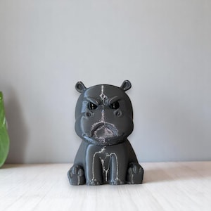 3D Printed Angry Hippo Figurine: Collectible Desk Decor