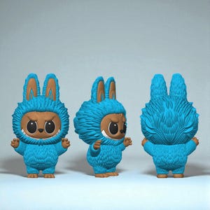 3D Printed Labubu Figurine: Blue Bunny Designer Art Toy