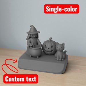 Personalized 3D Printed Halloween Figurine: Witch, Cat, Pumpkin