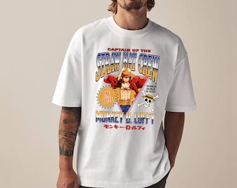 Anime Pirate Crew Graphic Tee – Captain-Inspired Streetwear Shirt