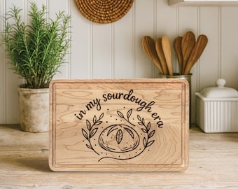 In My Sourdough Era Board, Engraved Bread Cutting Board, Rustic Wooden Kitchen Gift, Sourdough Gifts Cutting Board, Gift for Bread Lovers