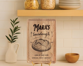 Personalized Bread Cutting Board, Sourdough Bread Board, Engraved Kitchen Gift, Rustic Baker Gift, Farmhouse Kitchen Decor, Bread Lover Gift