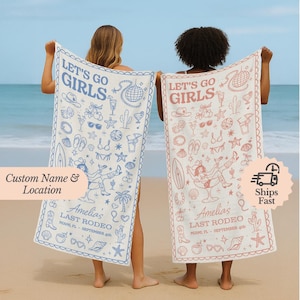 Personalized Bachelorette Beach Towels Last Rodeo Bride Pool Towel Personalized Bridesmaid Gift Girls Trip Favors Western Bachelorette Party