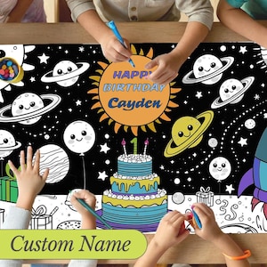 Personalized Coloring Banner Tablecloth GIANT Birthday Activity for Kids and Adults | Party Decor | Galaxy Party Banner | 6 feet long
