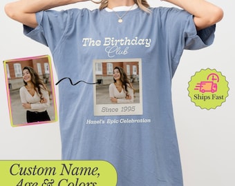 Custom Birthday Photo Shirt, Retro Polaroid Picture Tee, Personalized Year T-Shirt, Vintage Birthday Gift For Women, Photo Print Shirt