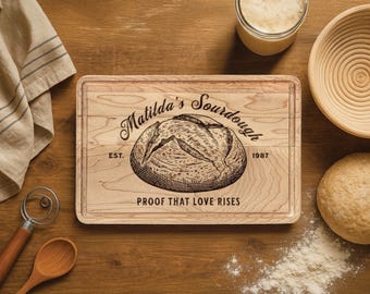 Personalized Bread Cutting Board, Sourdough Bread Board, Engraved Wooden Kitchen, Baker Gift, Farmhouse Kitchen Decor, Sourdough Bread Gift