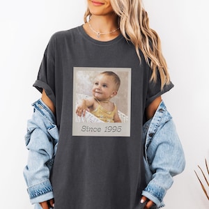 Custom Vintage Birthday Photo Shirt, Retro Polaroid Picture Tee, Personalized Year T-Shirt, Birthday Gift For Women, Photo Print Group Shirt