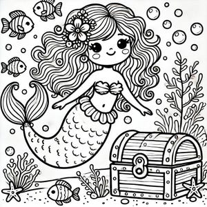Enchanting Mermaid Coloring Pages for Kids - Printable Mermaid Activity Sheets