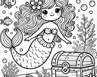 Enchanting Mermaid Coloring Pages for Kids - Printable Mermaid Activity Sheets