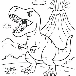 子供向けの印刷可能な恐竜ぬり絵 – 5つの楽しい恐竜デザイン | T-Rex、トリケラトプス、プテロダクティルなど | 今すぐダウンロード