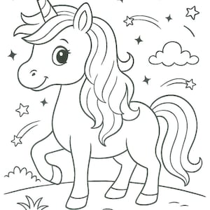 Printable Unicorn Coloring Pages – Cute, Whimsical & Magical Coloring Sheets for Kids (Digital Download JPG) 