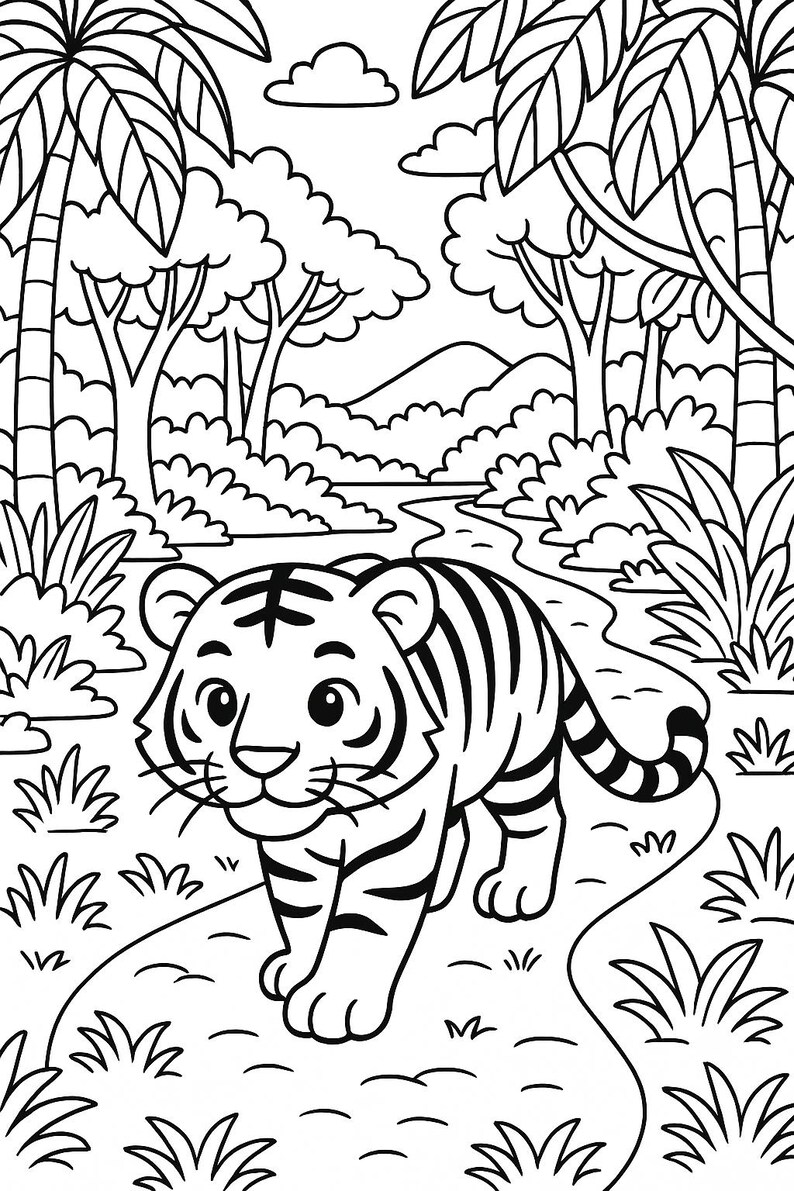 Jungle Animal Coloring Pages Printable Safari Pack for Kids W