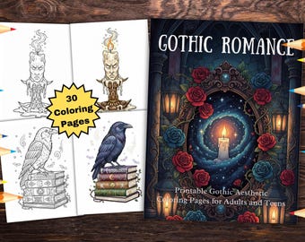 Gothic Romance Coloring Pages: Dark Fantasy Art (PDF & PNG Download)