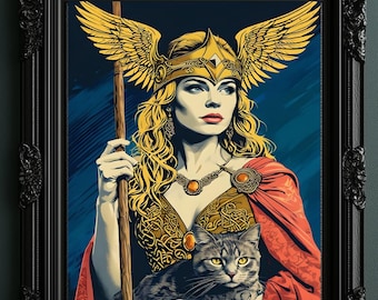 Freya Norse Goddess Art Print: Viking Mythology Decor (Digital Download PNGs)