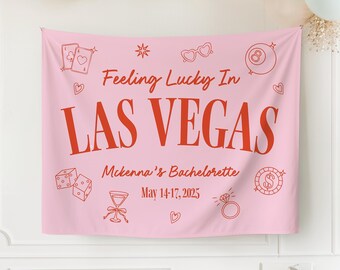 Banner de parede para despedida de solteira em Las Vegas | despedida de solteira em Las Vegas, despedida de solteira em Las Vegas, sorte no amor, despedida de solteira com sorte no amor, decoração de sorte no amor