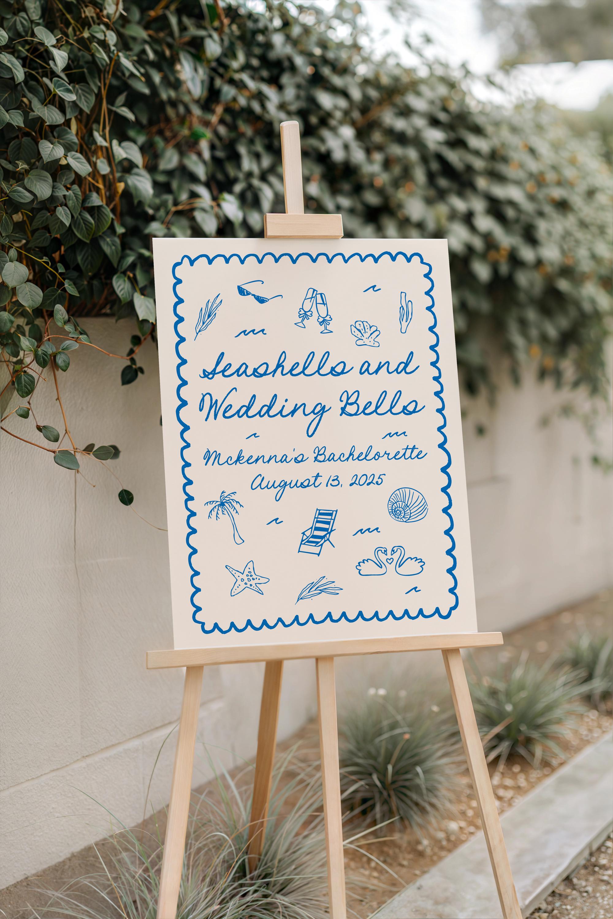 Welcomesign Rmch Seashells and Wedding Bells Welcome Sign | Bridal Shower Welcome Sign ...
