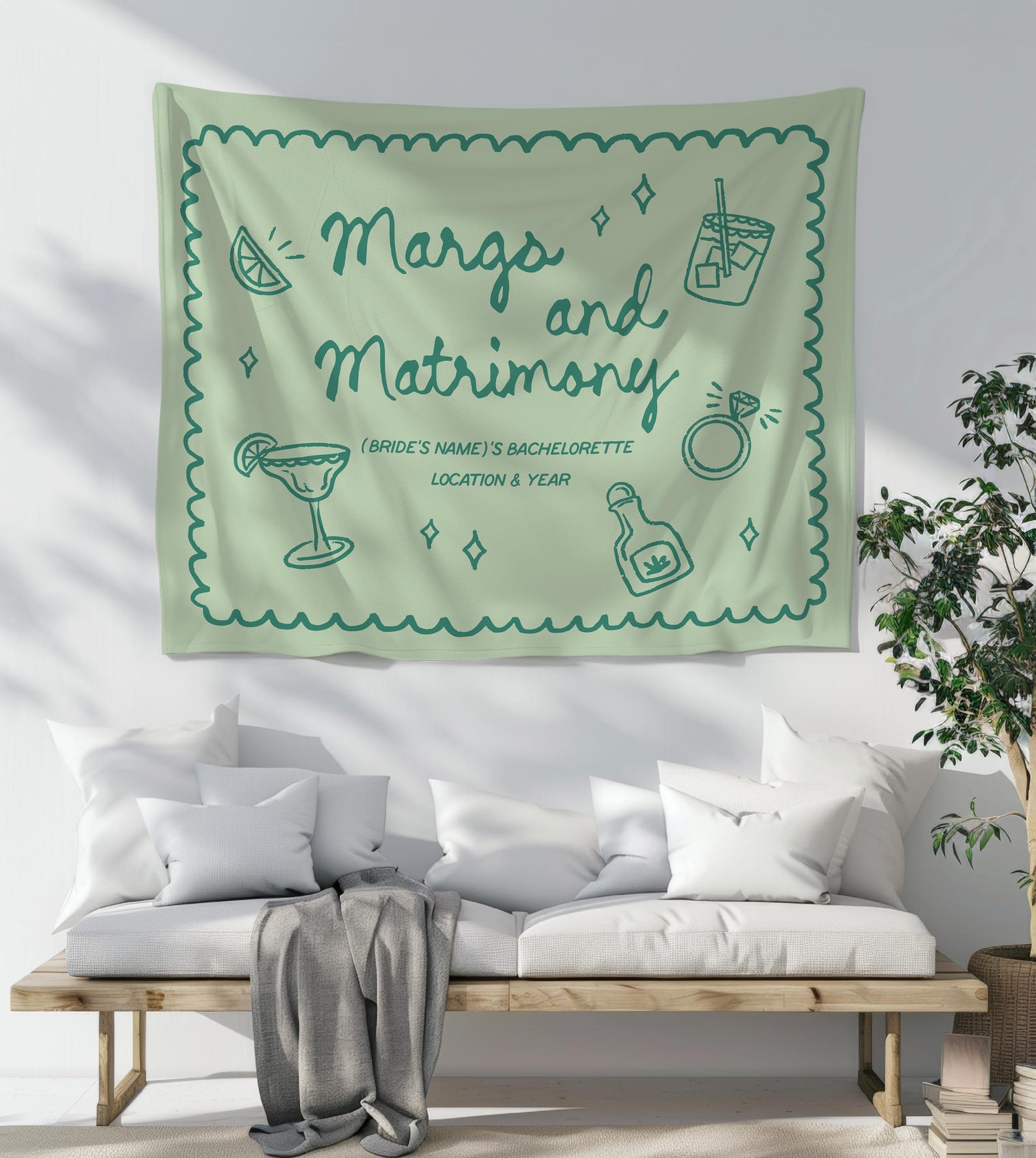 Margs and Matrimony Bachelorette Banner | Large Custom Tapestry ...