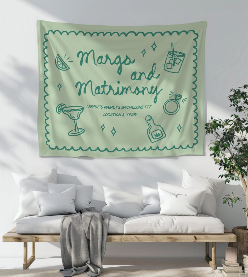 Margs and Matrimony Bachelorette Banner | Large Custom Tapestry ...
