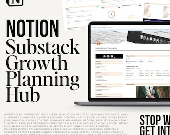 Substack Notion Template | Newsletter Planner | Serialized Fiction Tracker | Content Calendar | Book Marketing | Engagement & Subscriber