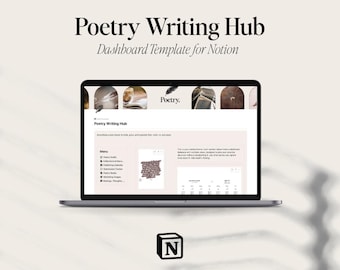 Poetry Writing Hub Notion Template | Poet's Creative Writing Dashboard | Book and Poetry Tracker | Writing Journal and Planner for Writers