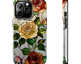 Stained Glass Floral Tough Phone Cases, Elegant Phone Cover, Floral Design, Gift for Her, Mother's Day, Birthday Present