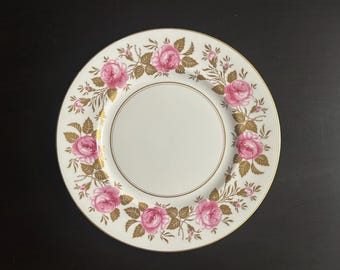 Vintage Coalport Pink Rose Plate: Hand-Painted Gold Trim, Made in England