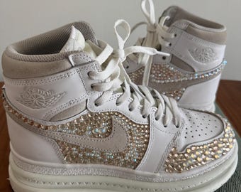 Bling Wedding Sneakers: Custom Rhinestone Jordan 1 Bridal Shoes