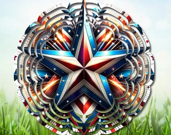 Amerikanischer Wind Spinner PNG, 4. Juli Designs, Wind Spinner Design mit amerikanischer Flagge, Dekoration im Freien, Vaterländischen Wind Spinner, Sublimation PNG
