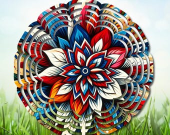 Amerikanischer Wind Spinner PNG, 4. Juli Designs, Wind Spinner Design mit amerikanischer Flagge, Dekoration im Freien, Vaterländischen Wind Spinner, Sublimation PNG