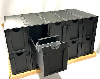 Estantería de pared de roble macizo para archivadores de tarjetas coleccionables, expositor flotante - Capacidad para 10 archivadores.
