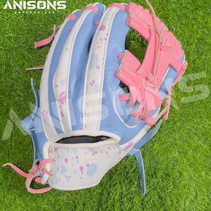 Girl Custom Baseball Glove | Cowhide Leather | Pink Blue Splatter | Personalized Colors & Sizes