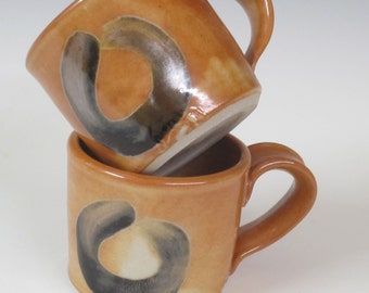 Set of two demitasse / espresso mugs  /  small mugs / handmade / pottery /  coffee cup / tea cup / children's mug / hand painted