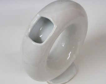 Handmade ceramic ring vase / wheel thrown flower vase / sculptural unique white vase / ready to ship