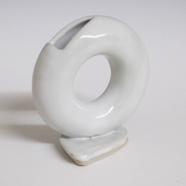 Miniature ring vase / handmade / wheel thrown / pottery / white vase / flower vase / home decor