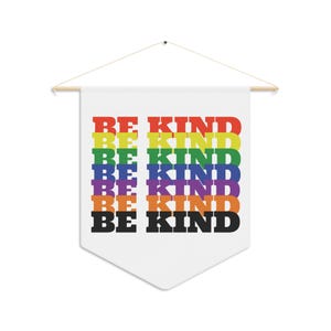 Colorful Be Kind Pennant Banner, Positive Vibes Wall Art, Motivational Home Decor, Rainbow Banner for Kids Room, Great Gifts for Friends