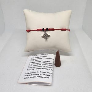 Pulseira bruxa 7 nós vermelha | Pulsera vermelha 7 nudos de bruja | inclui: incenso - oração - instruções | para proteção contra mal de Ojo
