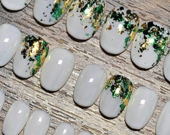 Irish Festival - Short Almond - Handcrafted Custom Press On Nail Set