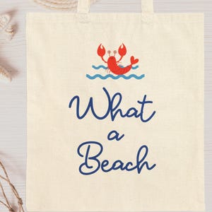 Coastal Vibes: Mit Hummer bedruckte Baumwoll Canvas Schultertasche für Strandtage, besondere Anlässe und Muttertag - What a Beach